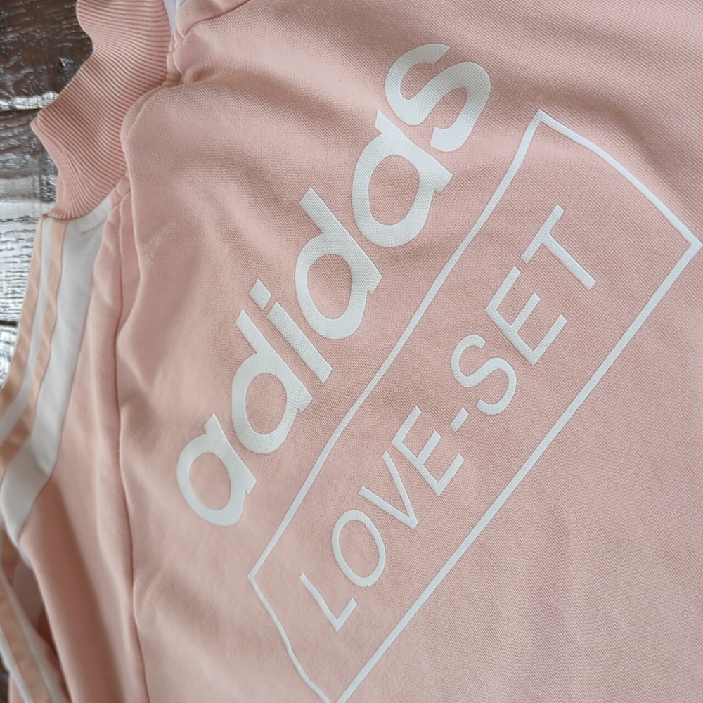 ADIDAS I Pink Turtle Neck LOVE-SET Sweatshirt w/ Embroidered Flowers & Quote, XS - Picture 14 of 15